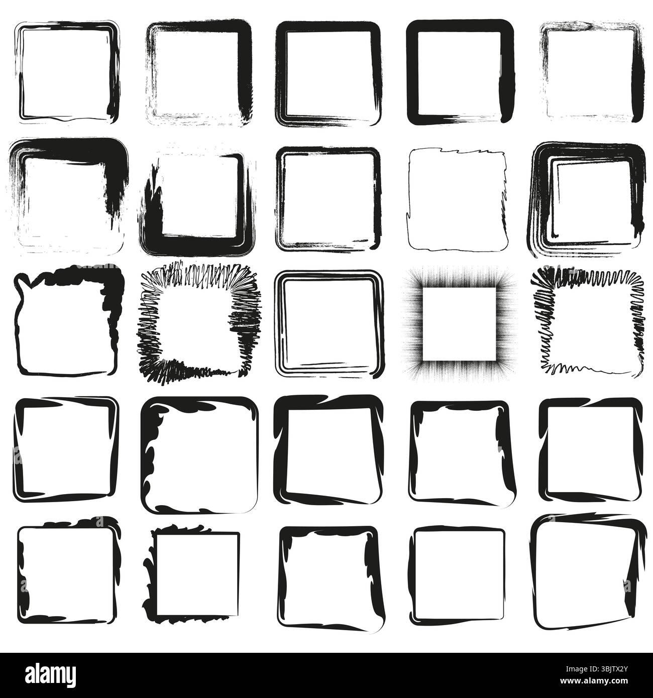 Square paint texture. Grunge block grid. Vector brush pattern. Rough monochrome layout. Stock Vector