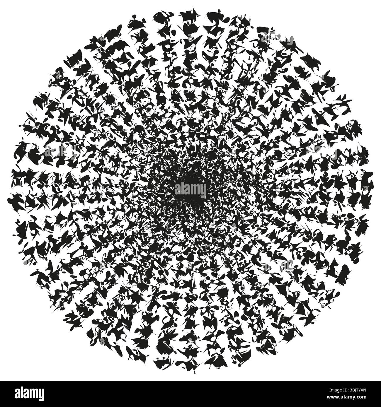 Radial dot burst. Dynamic halftone explosion. Concentric particle swirl. Vector abstract star. Stock Vector