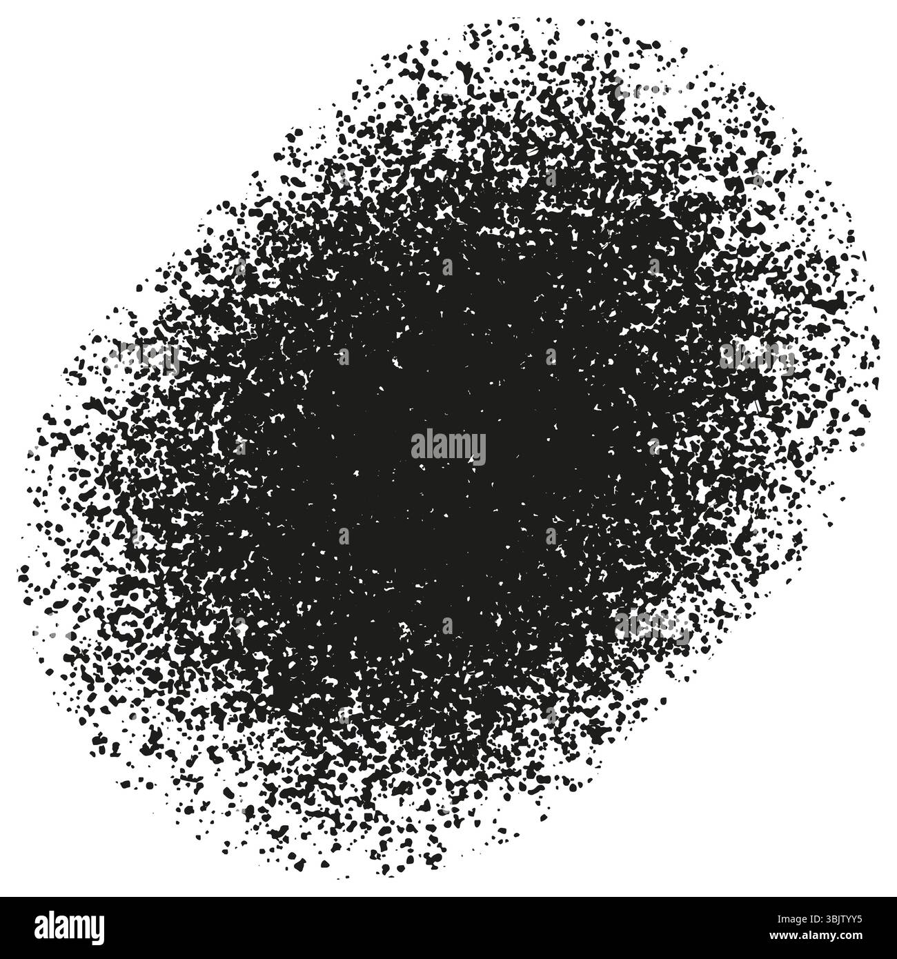 Dense dot cloud. Centralized black mass. Faded edge texture. Vector scatter shape. Stock Vector