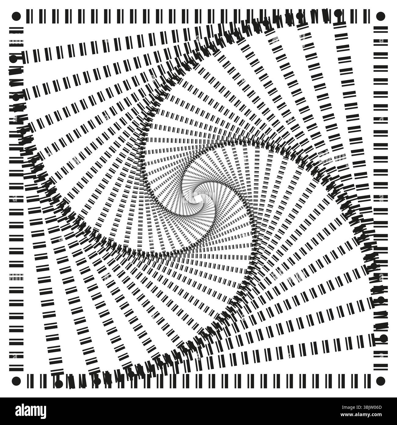 Dotted spiral twist. Abstract vortex form. Optical illusion shape. Vector dynamic pattern. Stock Vector