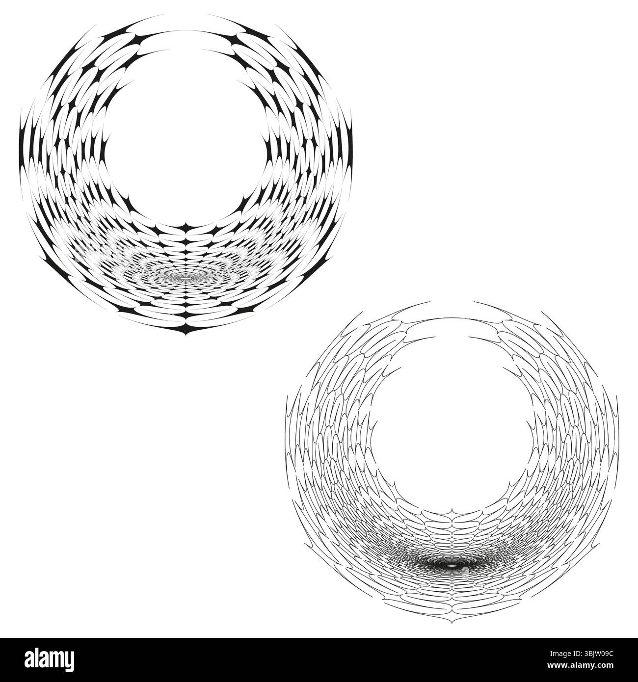 Circular ornament design. Spiral ring vector. Line art pattern. Decorative shape symbol. Stock Vector