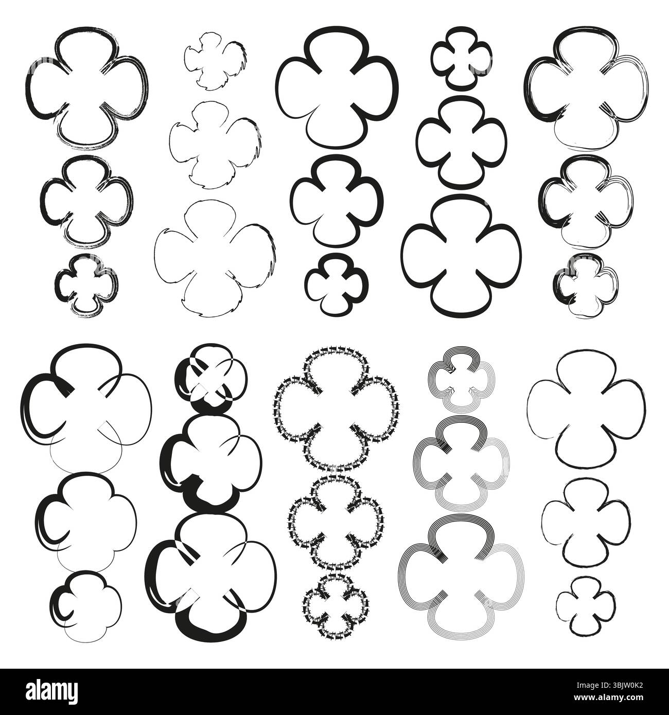 Monochrome clover icon. Thin line outline. Vector leaf pattern. Simple black white. Stock Vector