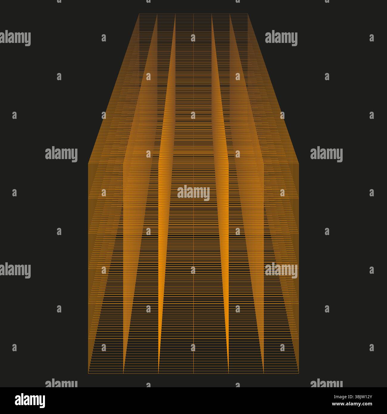 Glowing yellow stripes. Vertical light pattern. Abstract beam vector. Dark background shape. Stock Vector