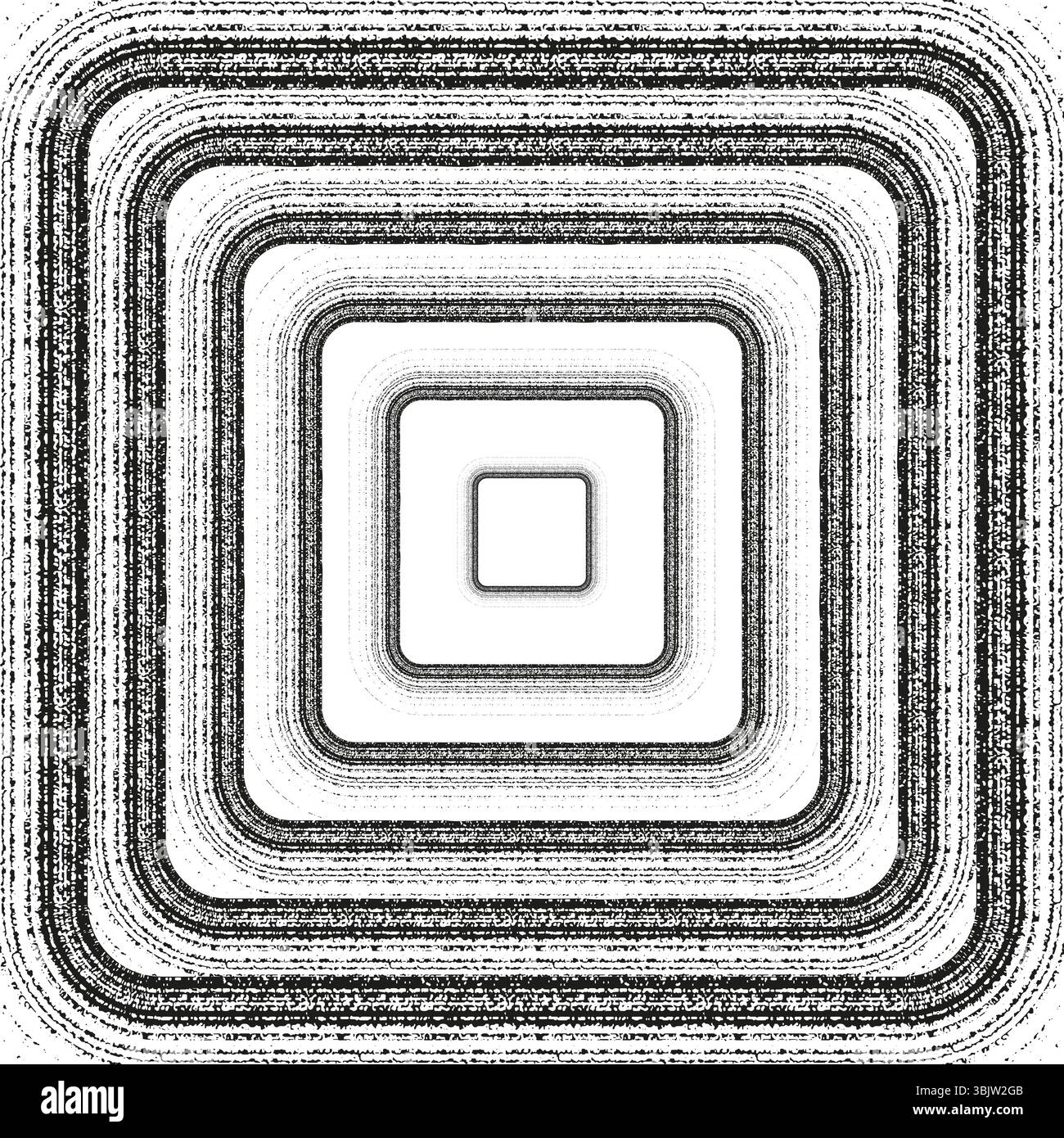 Geometric square spiral. Concentric rounded lines. Abstract vector pattern. Grunge black texture. Stock Vector