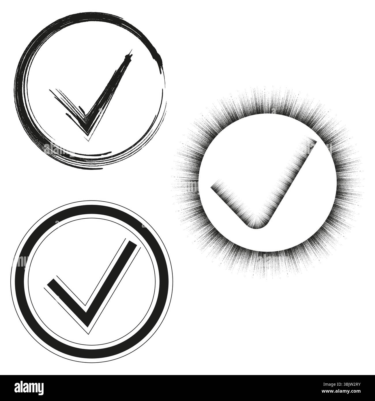 Checkmark vector icon. Tick round symbol. Approval stamp shape. Circle ...