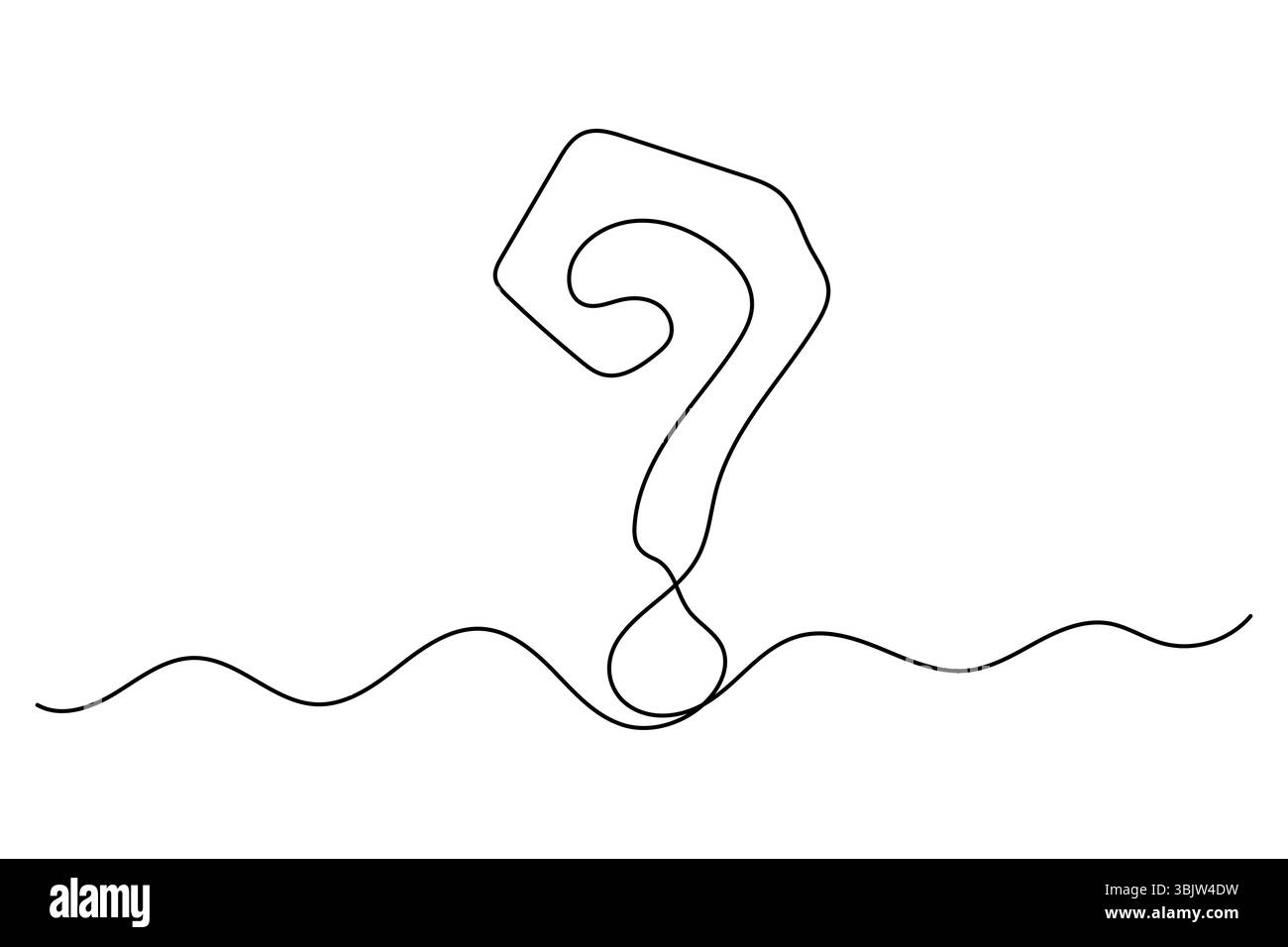 Question mark icon one line drawing outline vector illustration Stock ...