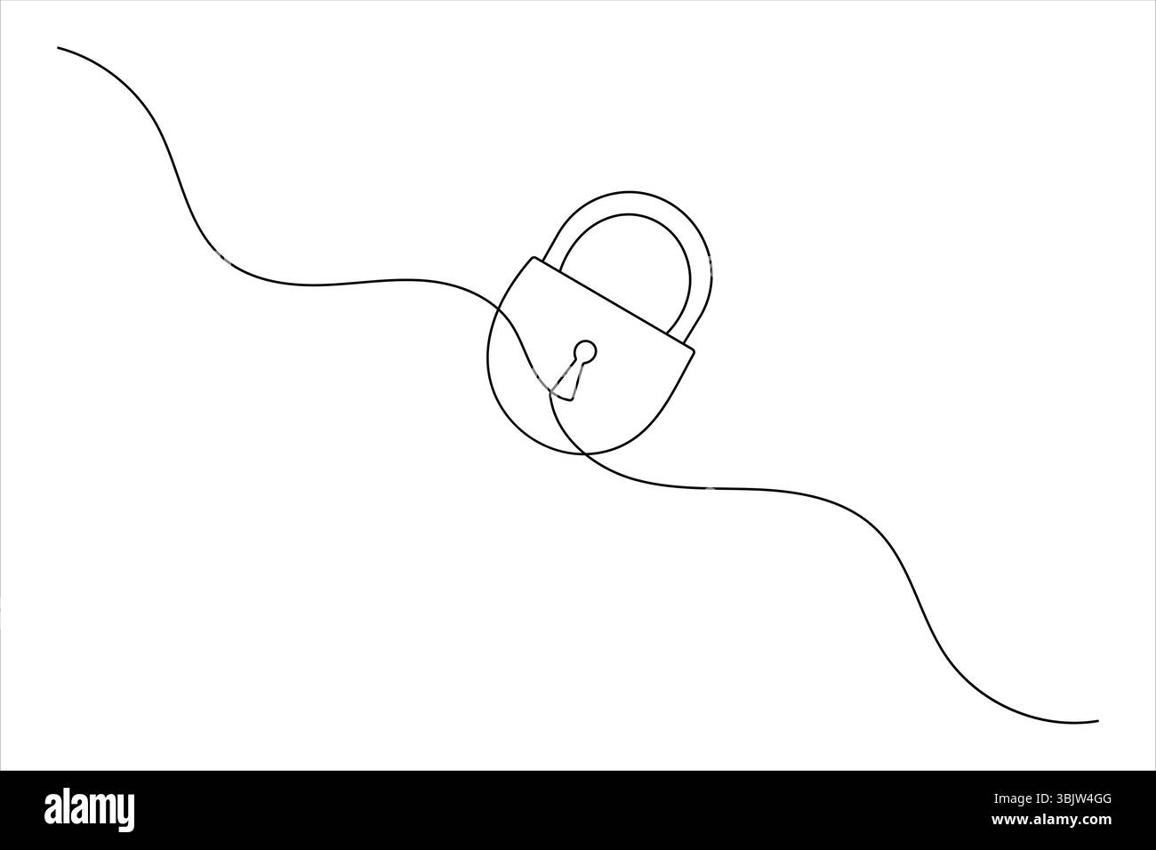 Lock icon continuous one line drawing outline vector illustration Stock ...