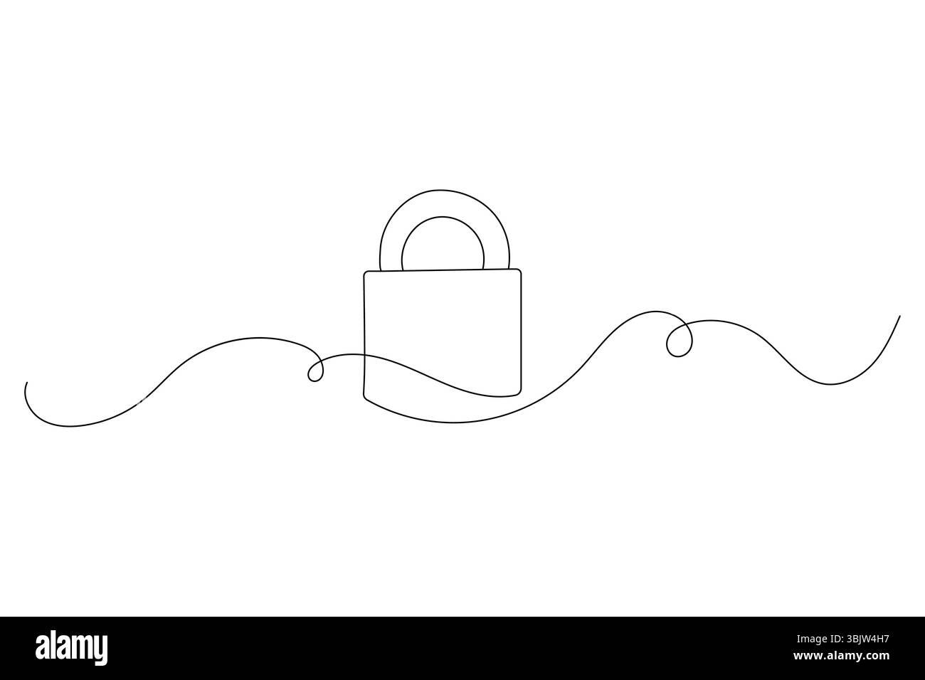 Lock icon continuous one line drawing outline vector illustration Stock ...