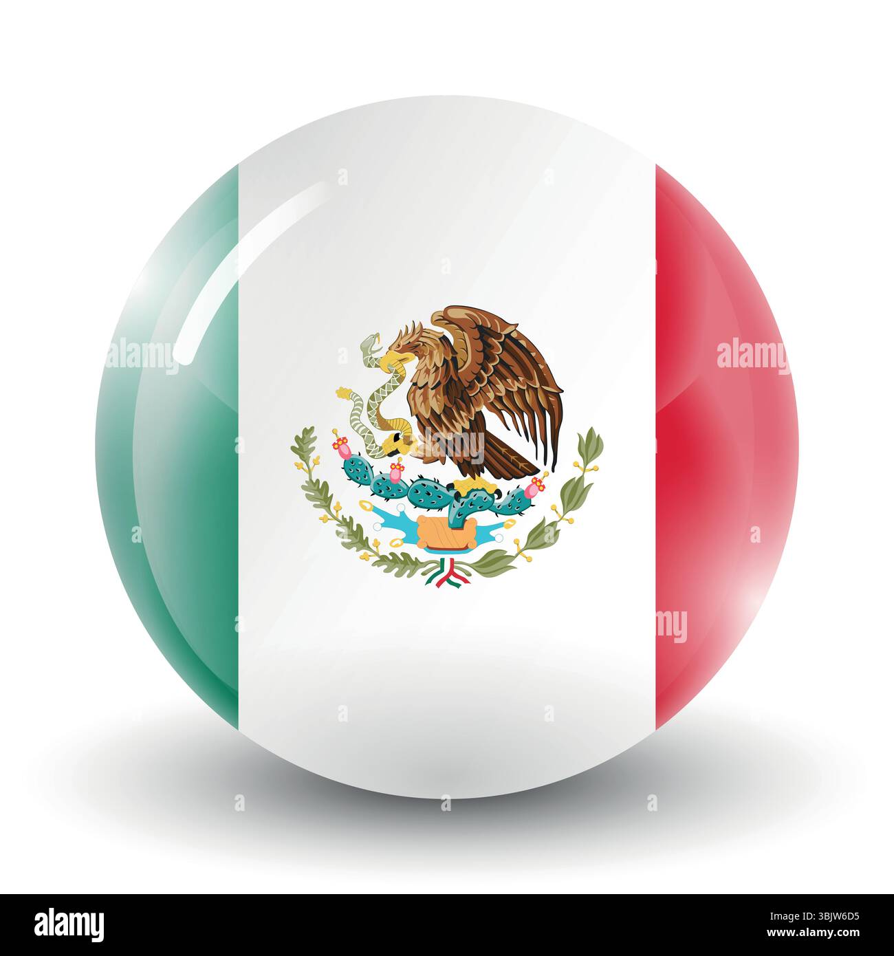 Glass light ball with flag of Mexico. Round sphere, template icon ...