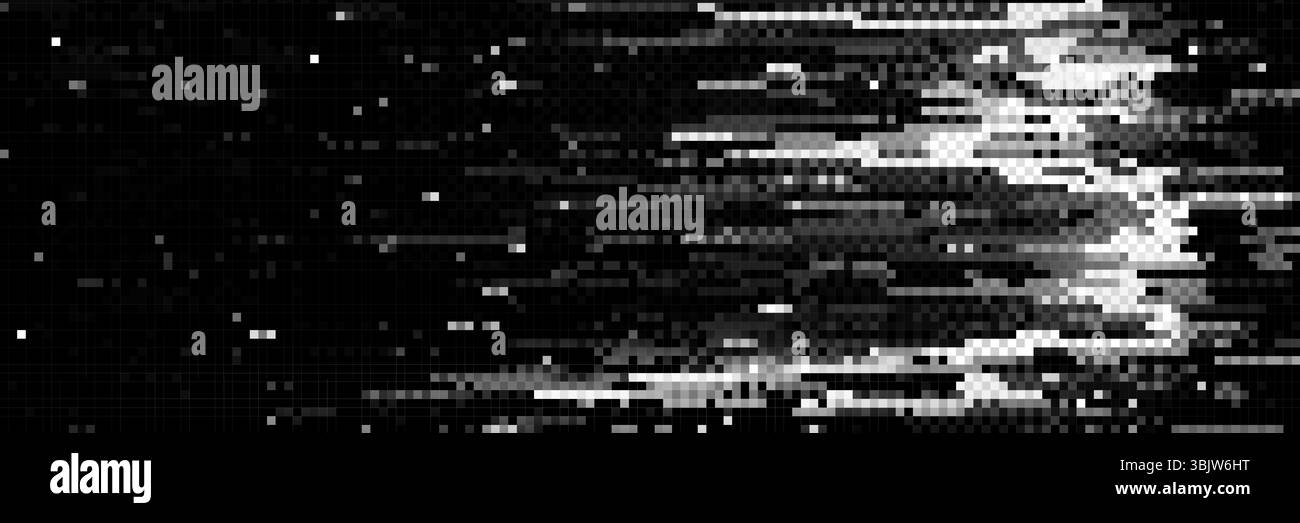 Digital pixel glitch effect - distorted monochrome noise pattern with ...