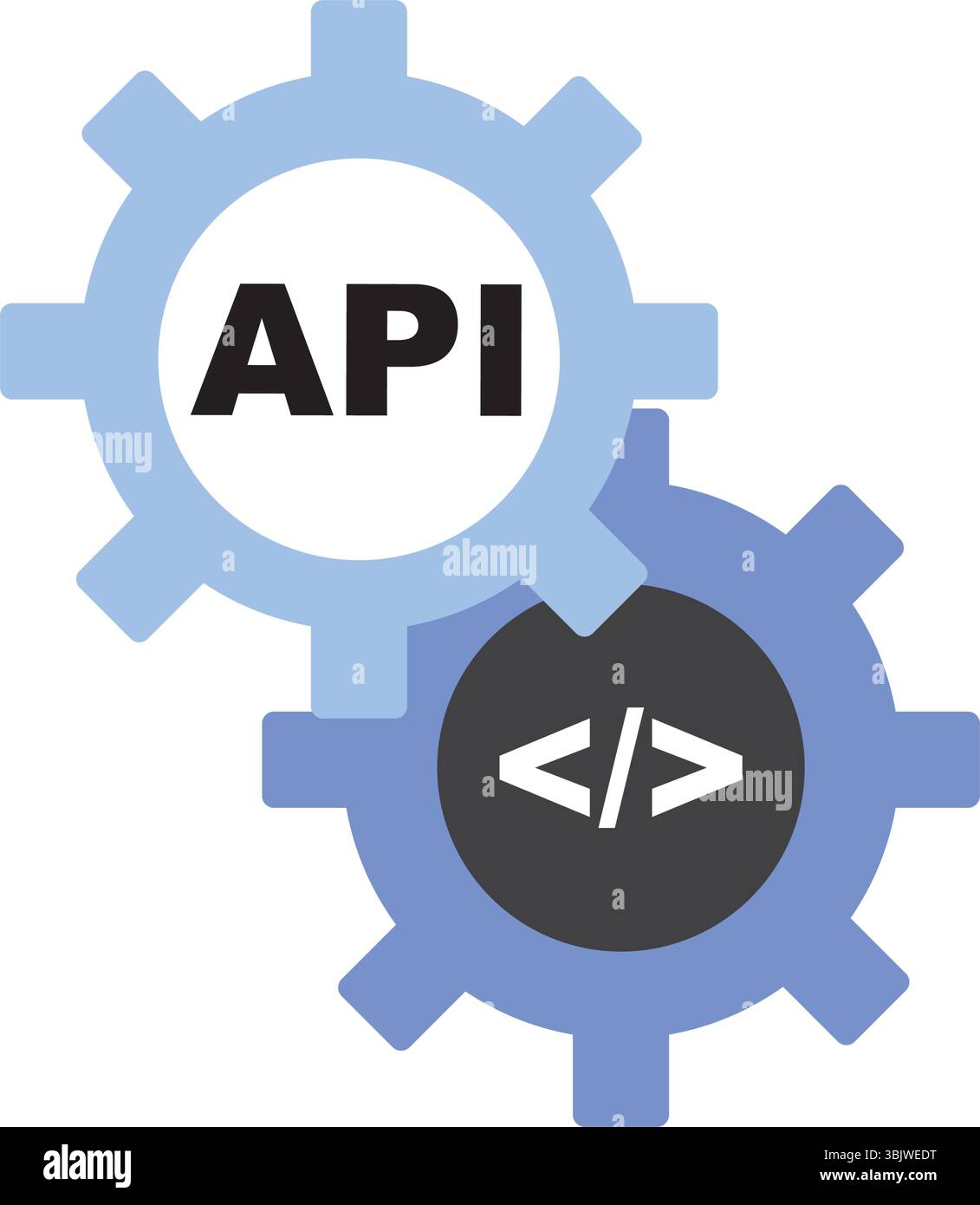 Vector icon depicting API tools for seamless integration in technology and software development. Stock Vector