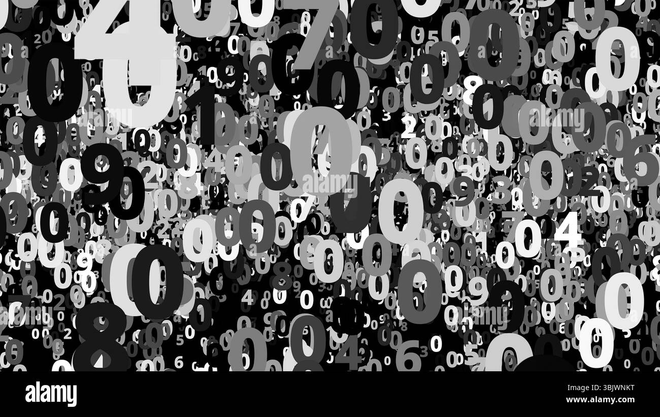 Abstract black and white numbers background. Abstract composition of ...