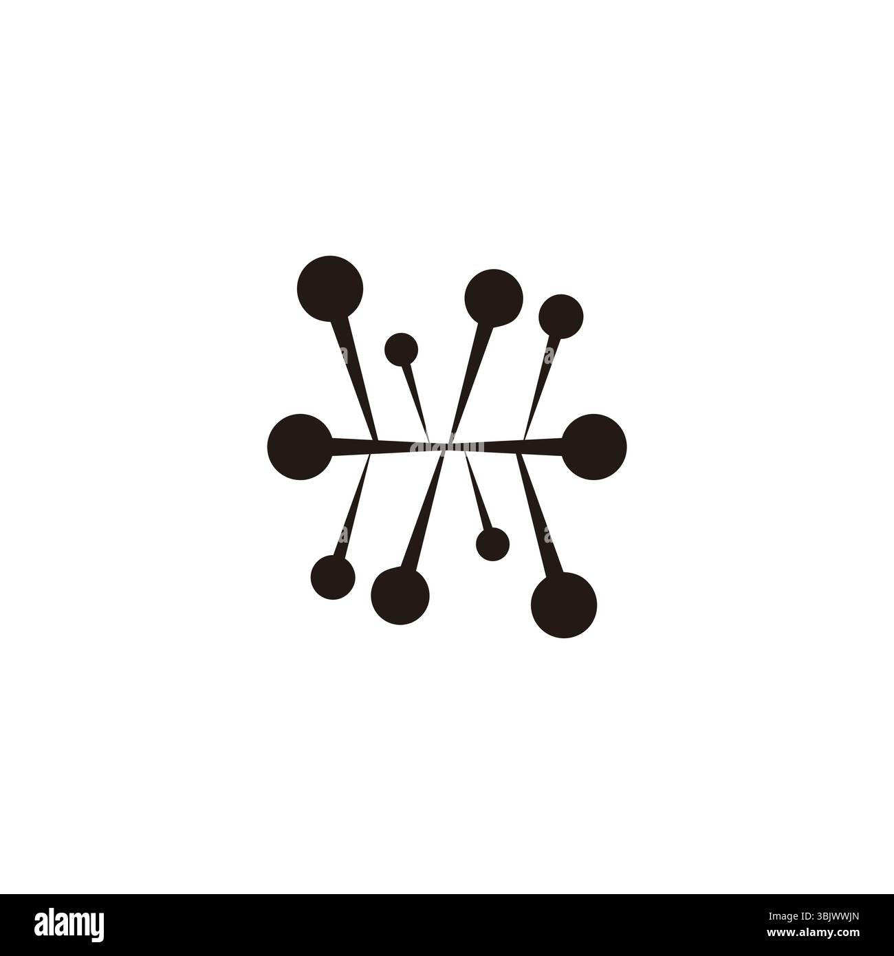 letter h straight pin simple geometric molecule logo vector Stock Vector