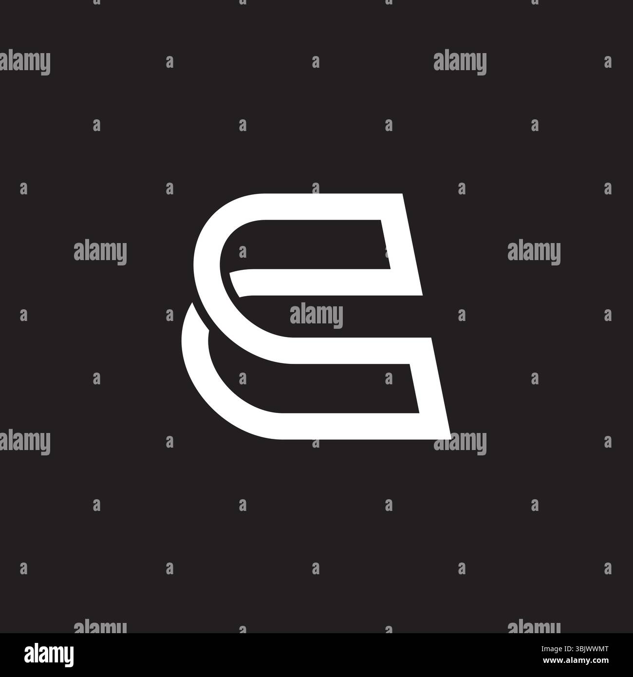 letter cc outlines simple geometric logo vector Stock Vector