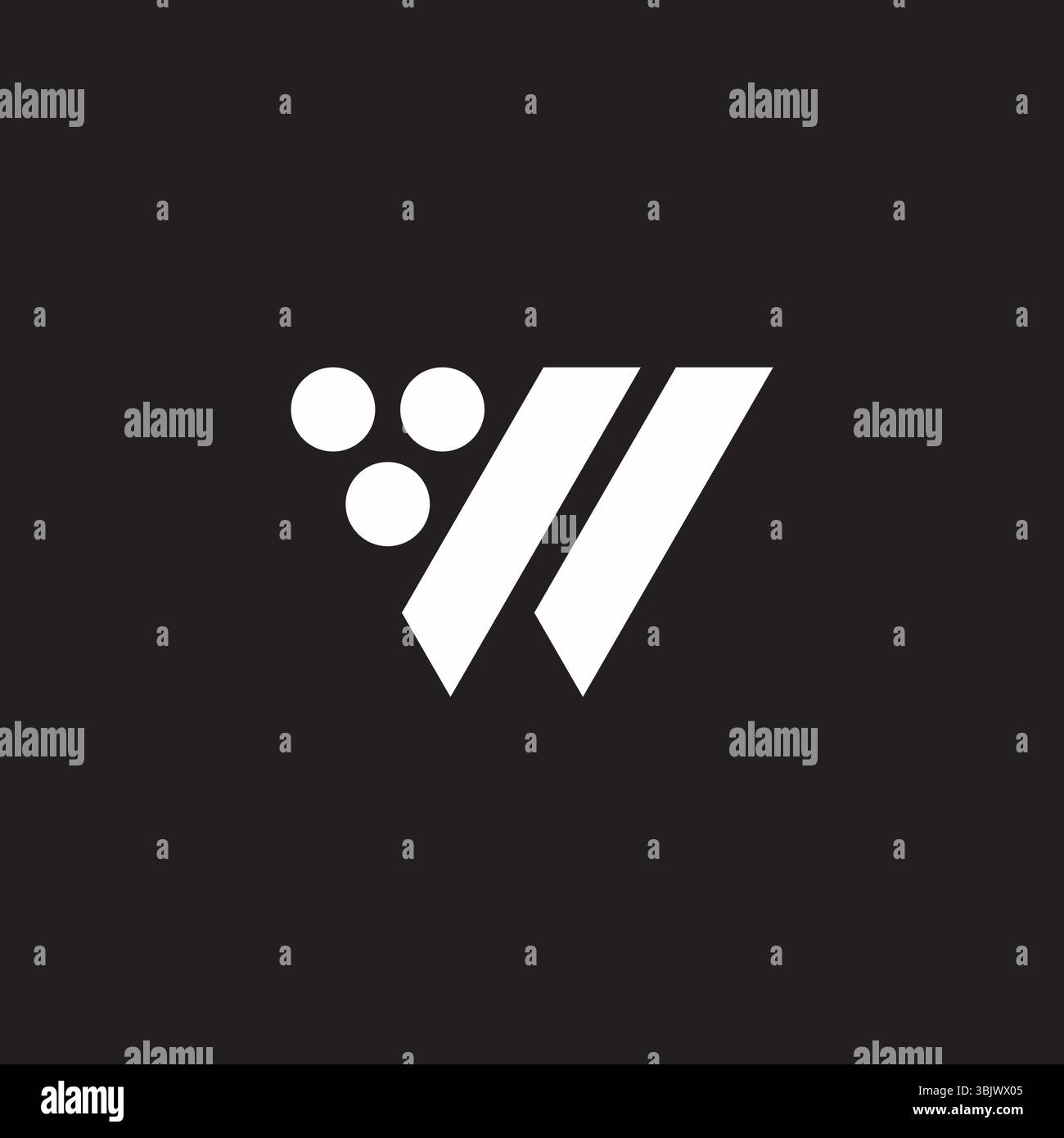 letter w simple geometric dots triangle logo vector Stock Vector