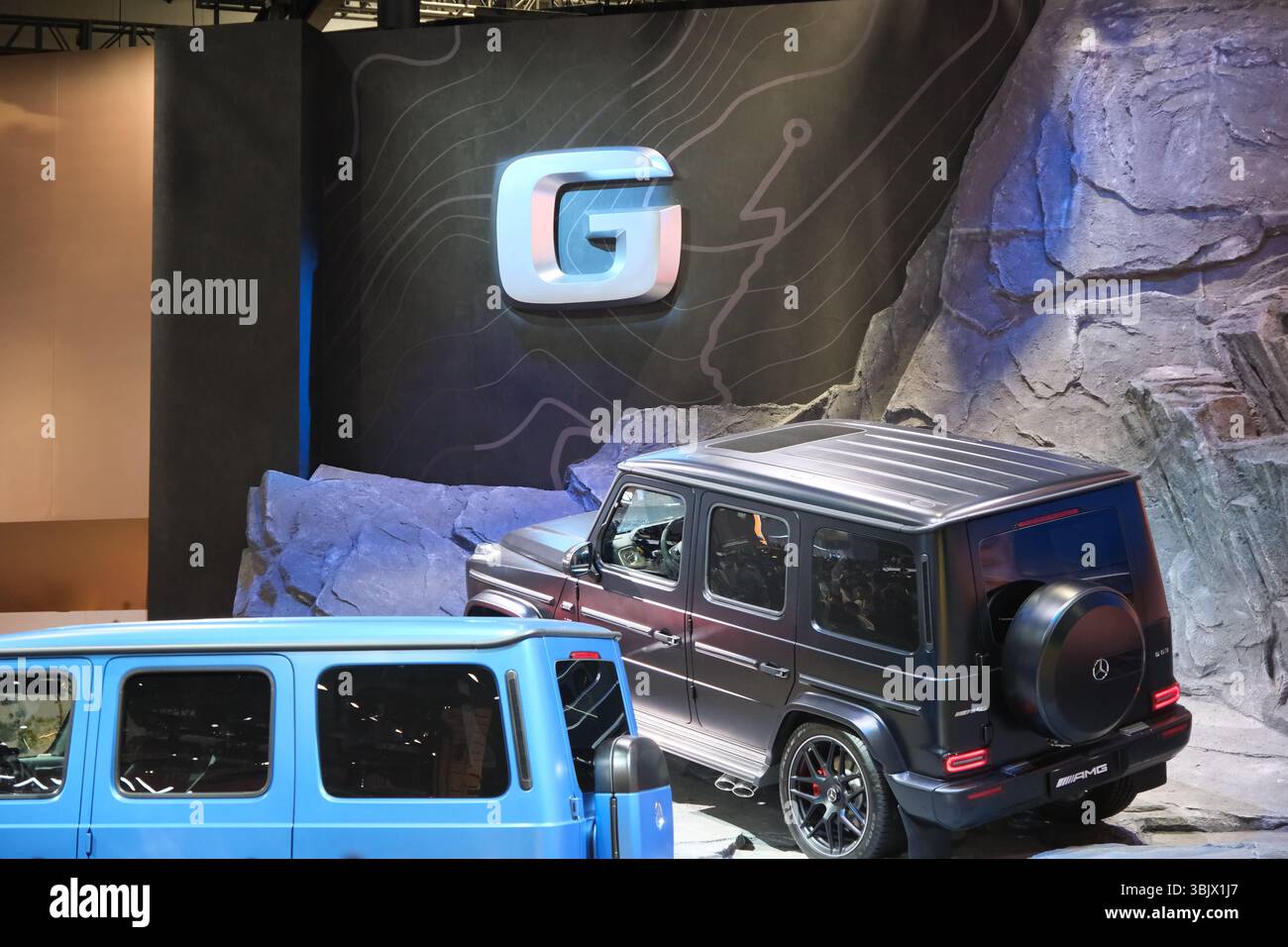 Shanghai,China-April 26th 2025: G-Wagon (Mercedes-Benz G-Class) logo and SUV car Stock Photo