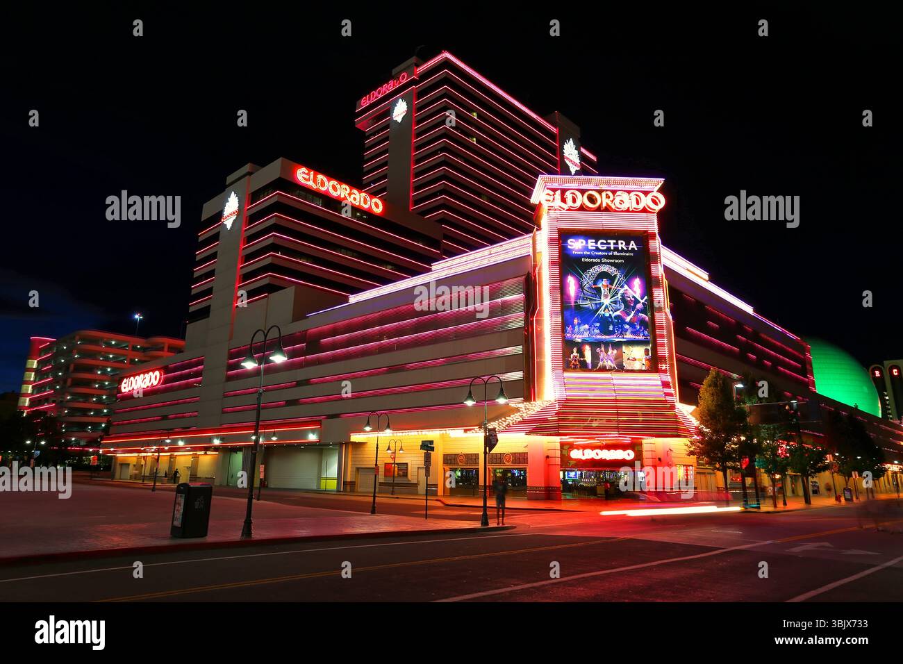 Eldorado hotel and casino at night in Reno, Nevada Stock Photo