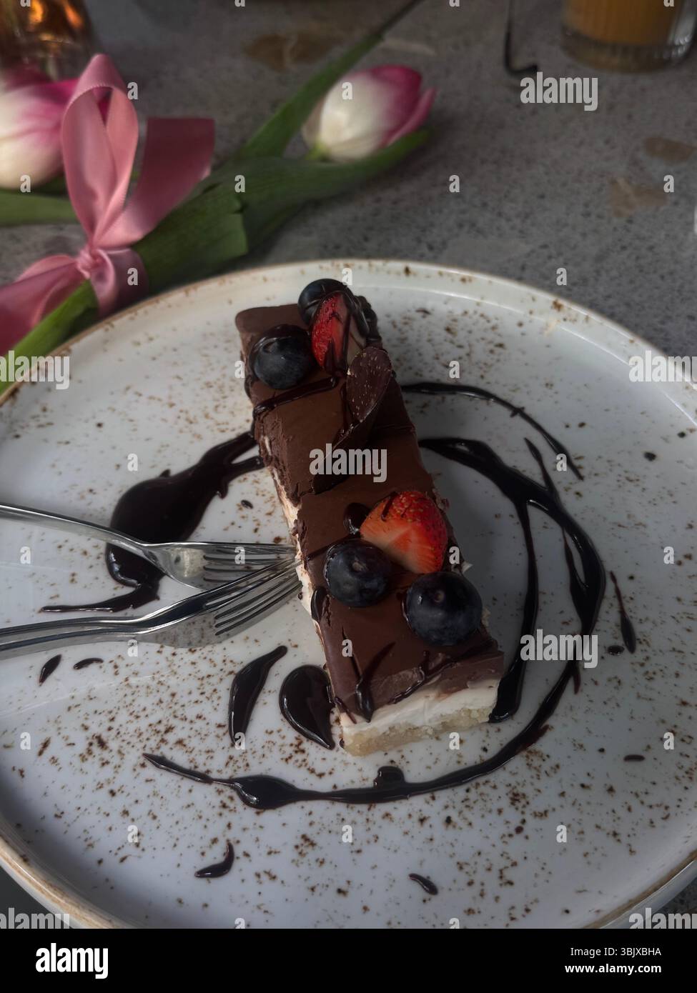 luxury cake slice - Smartphone Captured Stock Image