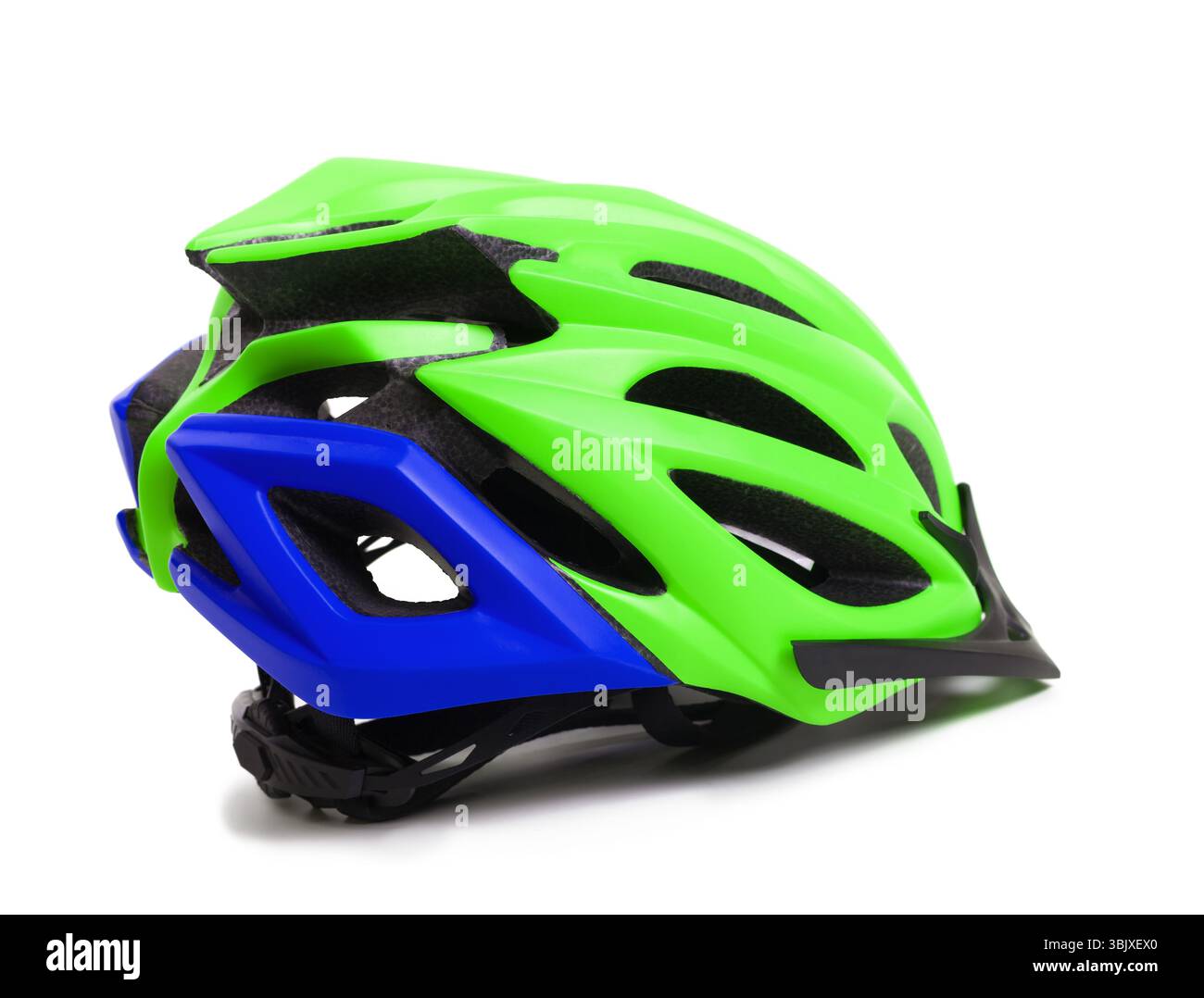 Multicolor bicycle helmet on white background Stock Photo