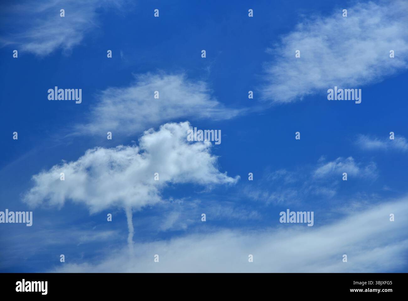 Extraordinary blue sky landscape with some high clouds on spring day ...