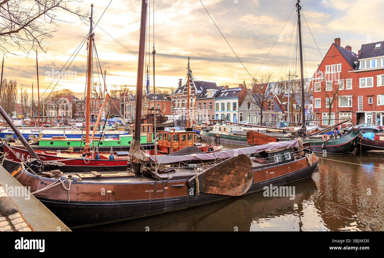 Streets of the town Groningen in Netherlands Stock Photo