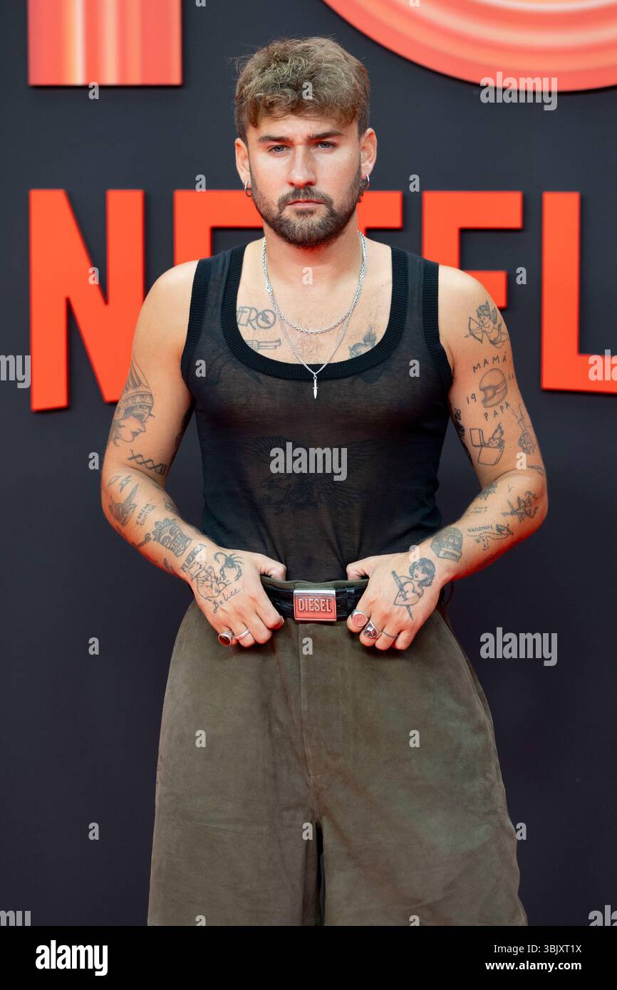 Dani Fernández attended 'the red carpet for the 10th Anniversary of Netflix Spain' Photocall at Palacio de Cristal. Stock Photo