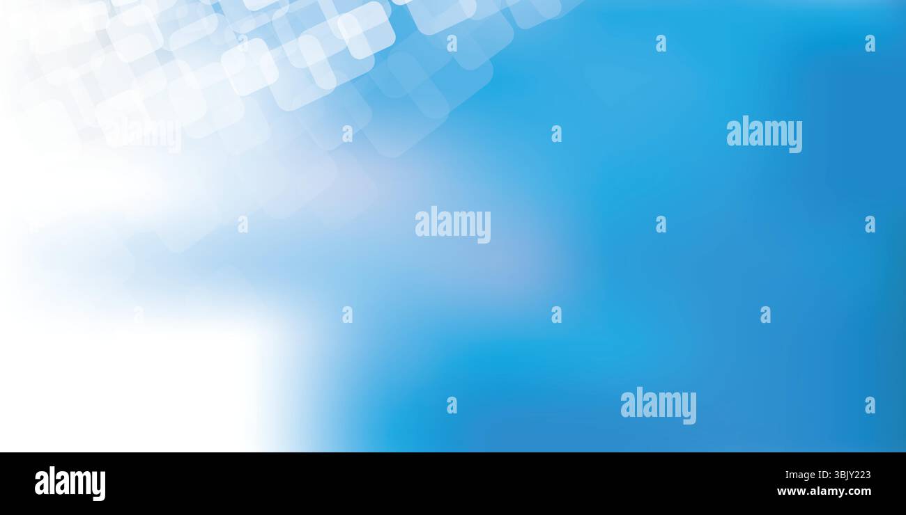 A soft abstract vector background with overlapping, translucent rounded squares in blue and bright white light on blue backdrop. Creates a calm, ether Stock Vector