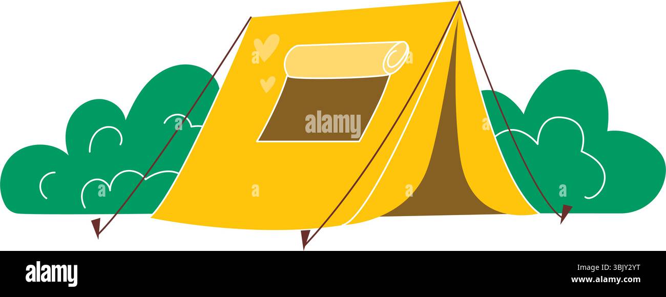 Yellow tourist tent in the bushes Stock Vector Image & Art - Alamy