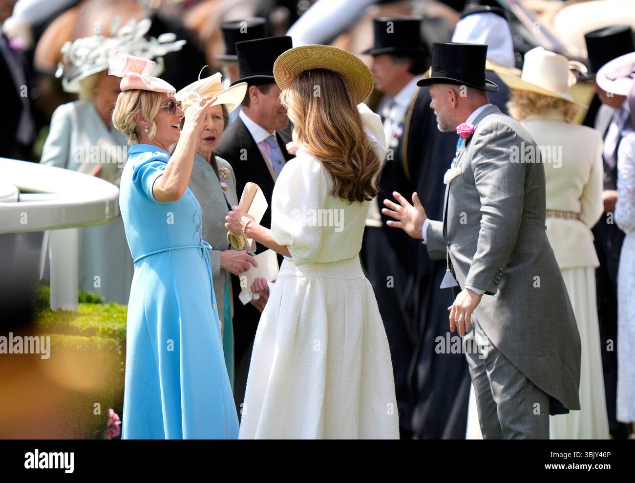 Zara Tindall, The Princess Royal and Mike Tindall ahead of the Queen