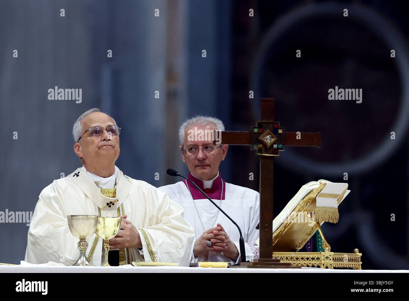 Vatican City, Italy June 15, 2025: Pope Leo XIV during the communion ...