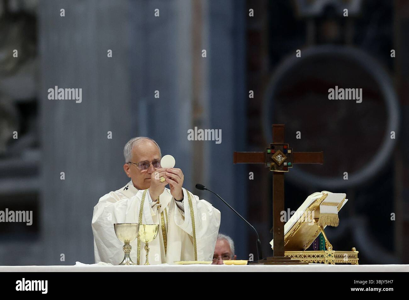 Vatican City, Italy June 15, 2025: Pope Leo XIV during the communion ...