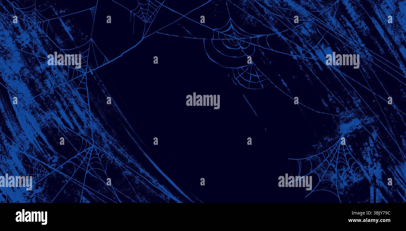 Blue Spider Web Background with Grunge Texture on Dark Background ...
