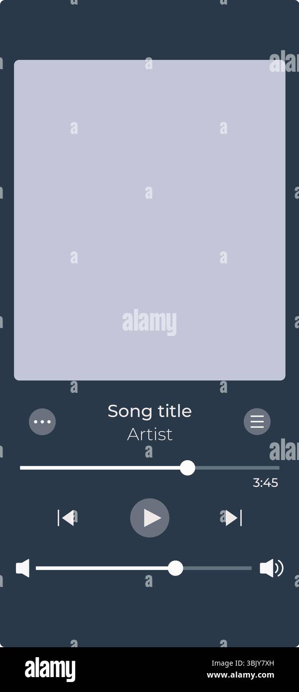 Isolated vector media player for phone. Mobile application interface. Stock Vector