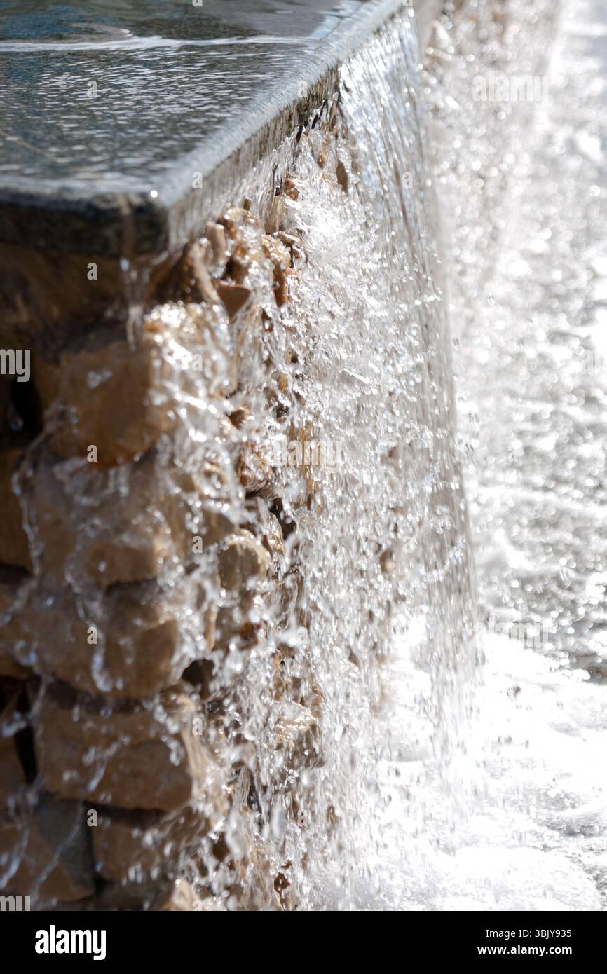 Artificial waterfall closeup Stock Photo
