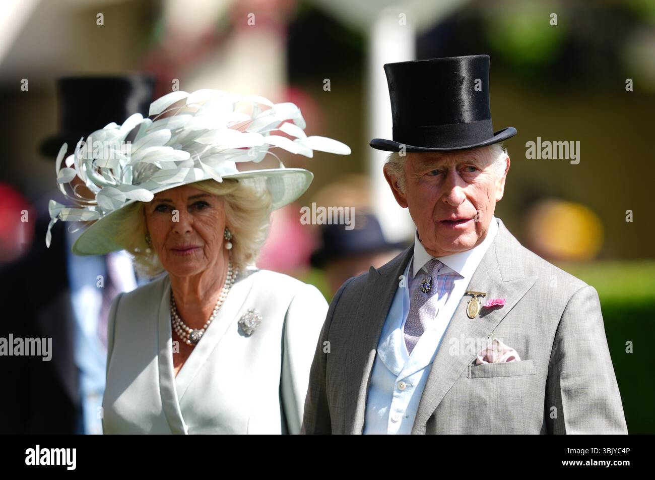 Queen Camilla and King Charles III during day one of Royal Ascot at ...