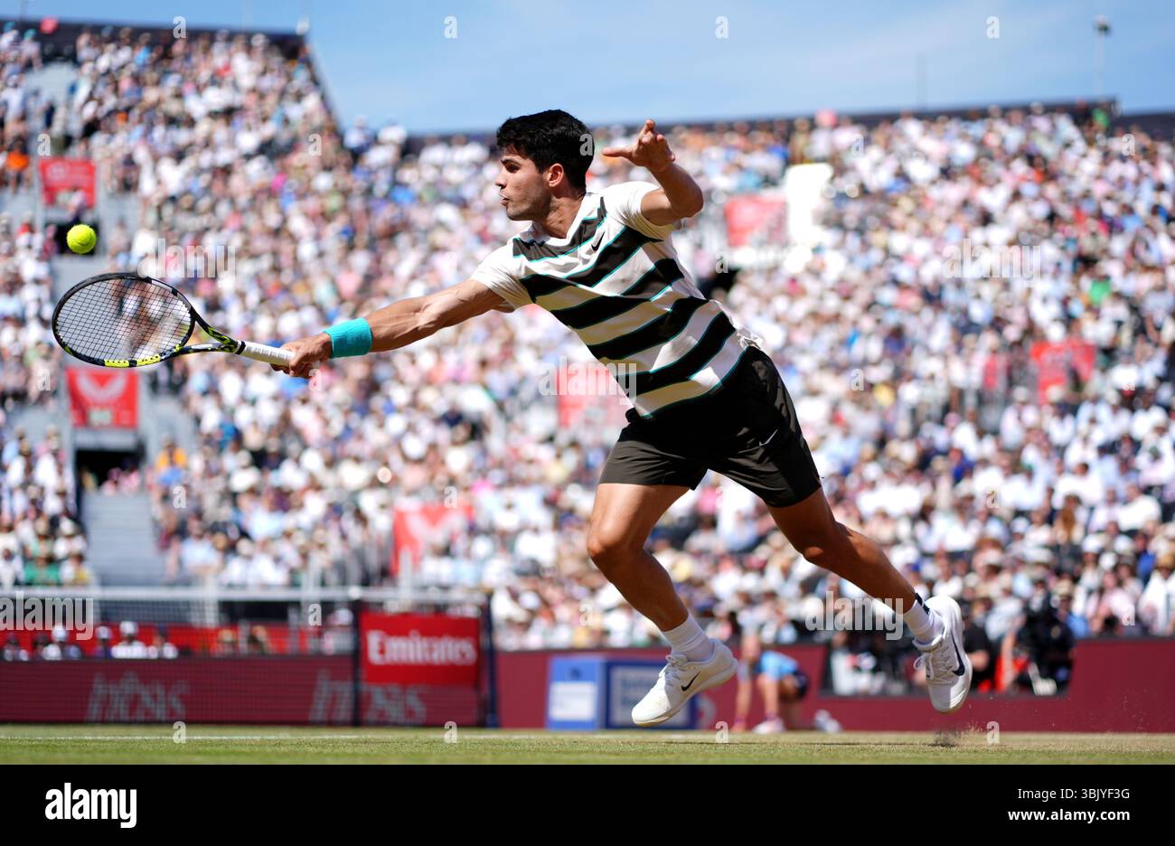 Carlos Alcaraz in action against Adam Walton, on day nine of the HSBC Championships at The Queen's Club, London. Picture date: Tuesday June 17, 2025. Stock Photo