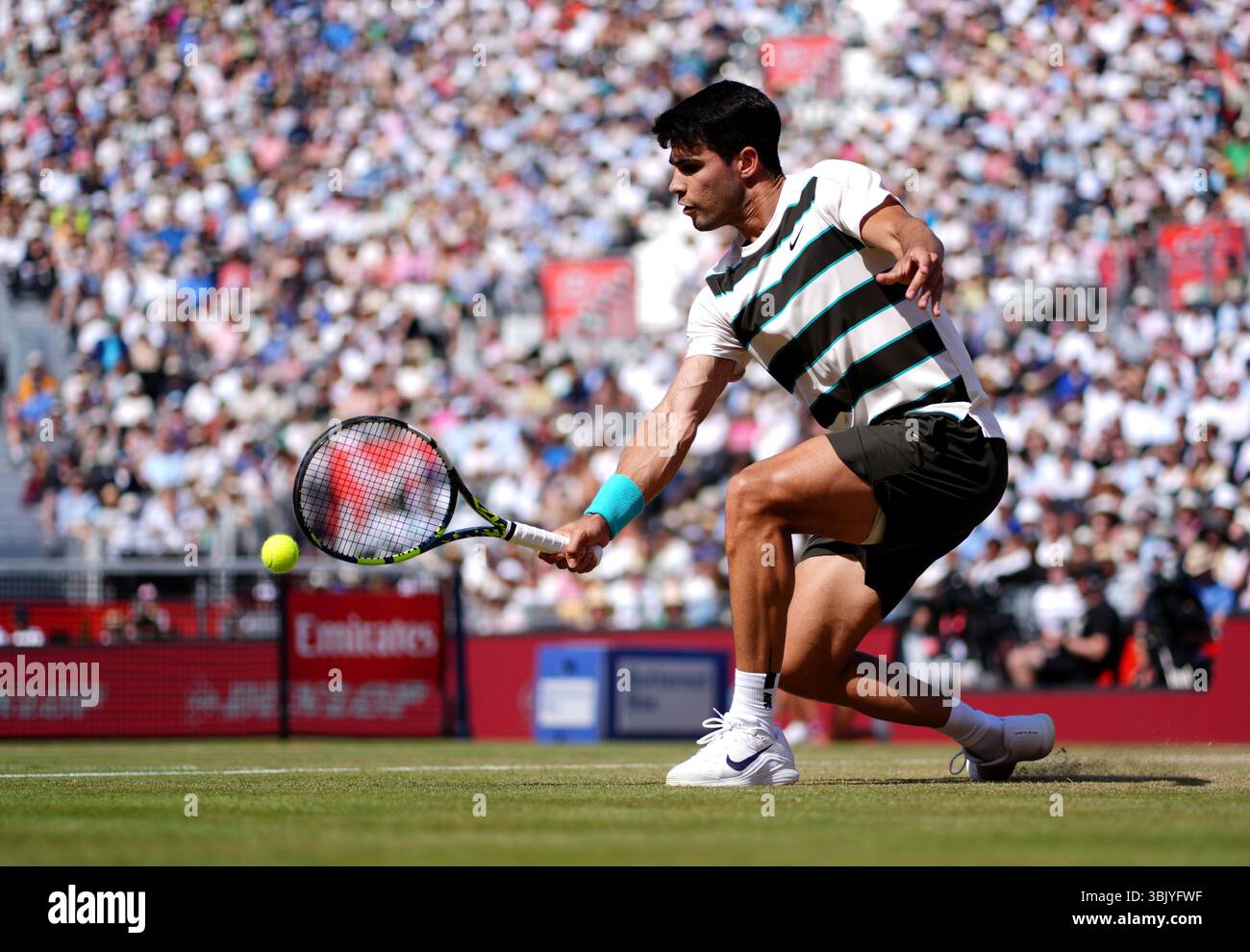 Carlos Alcaraz in action against Adam Walton, on day nine of the HSBC Championships at The Queen's Club, London. Picture date: Tuesday June 17, 2025. Stock Photo