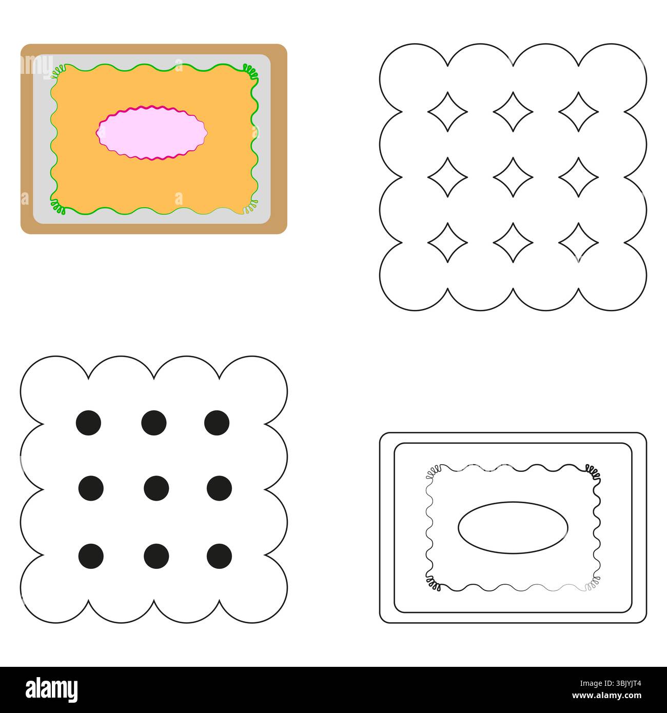 Cookie biscuit icon. Sweet snack vector. Decorative pastry shape. Tasty dessert item. Stock Vector