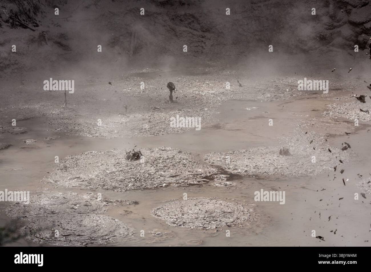 Pool Rxploding Boiling mud exploding in a mudpot, or mud pool in Waiotapu Thermal ...