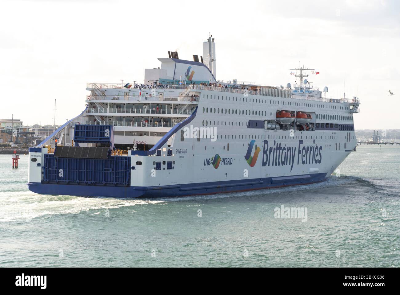 Portsmouth England UK. 15.06.2025.  LNG powered cross channel ferry Saint Malo inbound to Portsmouth England UK. Stock Photo