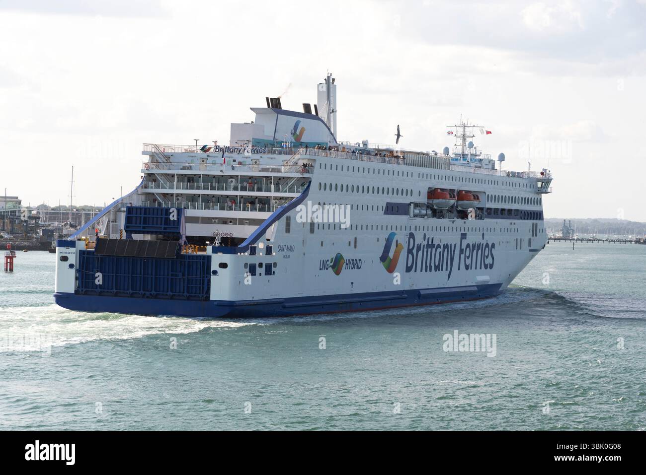 Portsmouth England UK. 15.06.2025.  LNG powered cross channel ferry Saint Malo inbound to Portsmouth England UK. Stock Photo