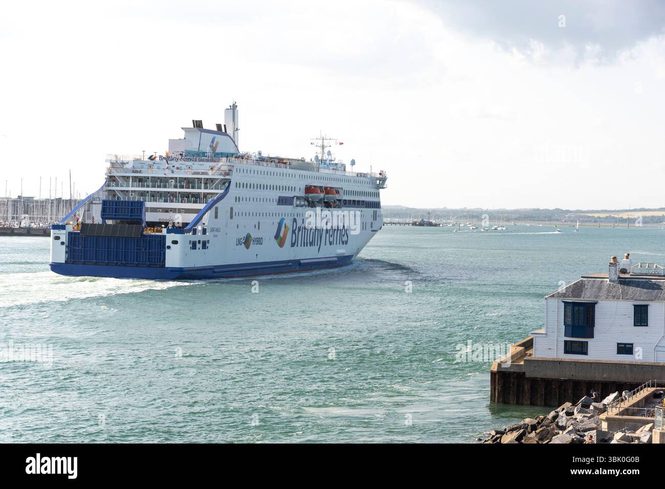 Portsmouth England UK. 15.06.2025.  LNG powered cross channel ferry Saint Malo inbound to Portsmouth England UK. Stock Photo