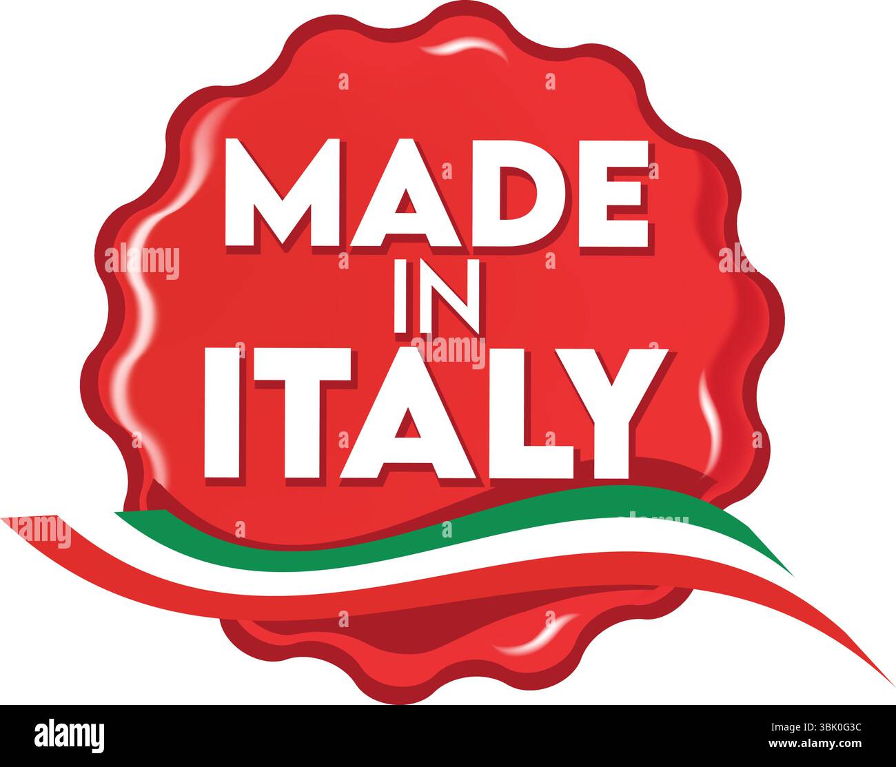 Made in Italy badge vector. Sticker with stars and national flag. vector illustration Stock Vector