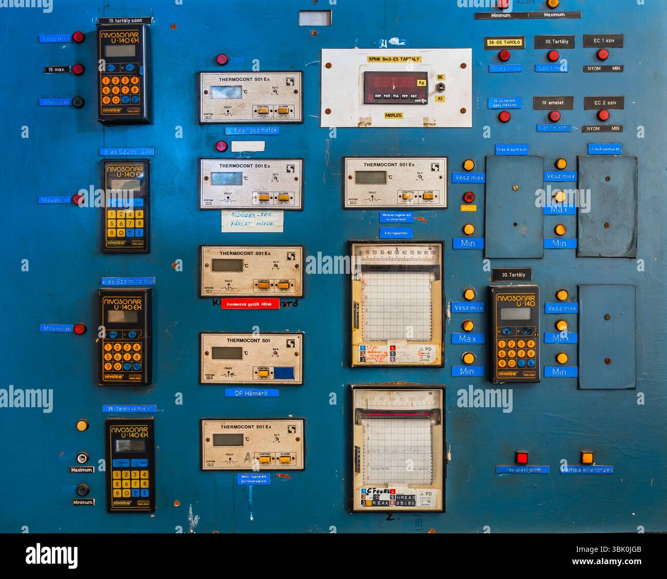 Control panel of a measurement device closeup Stock Photo