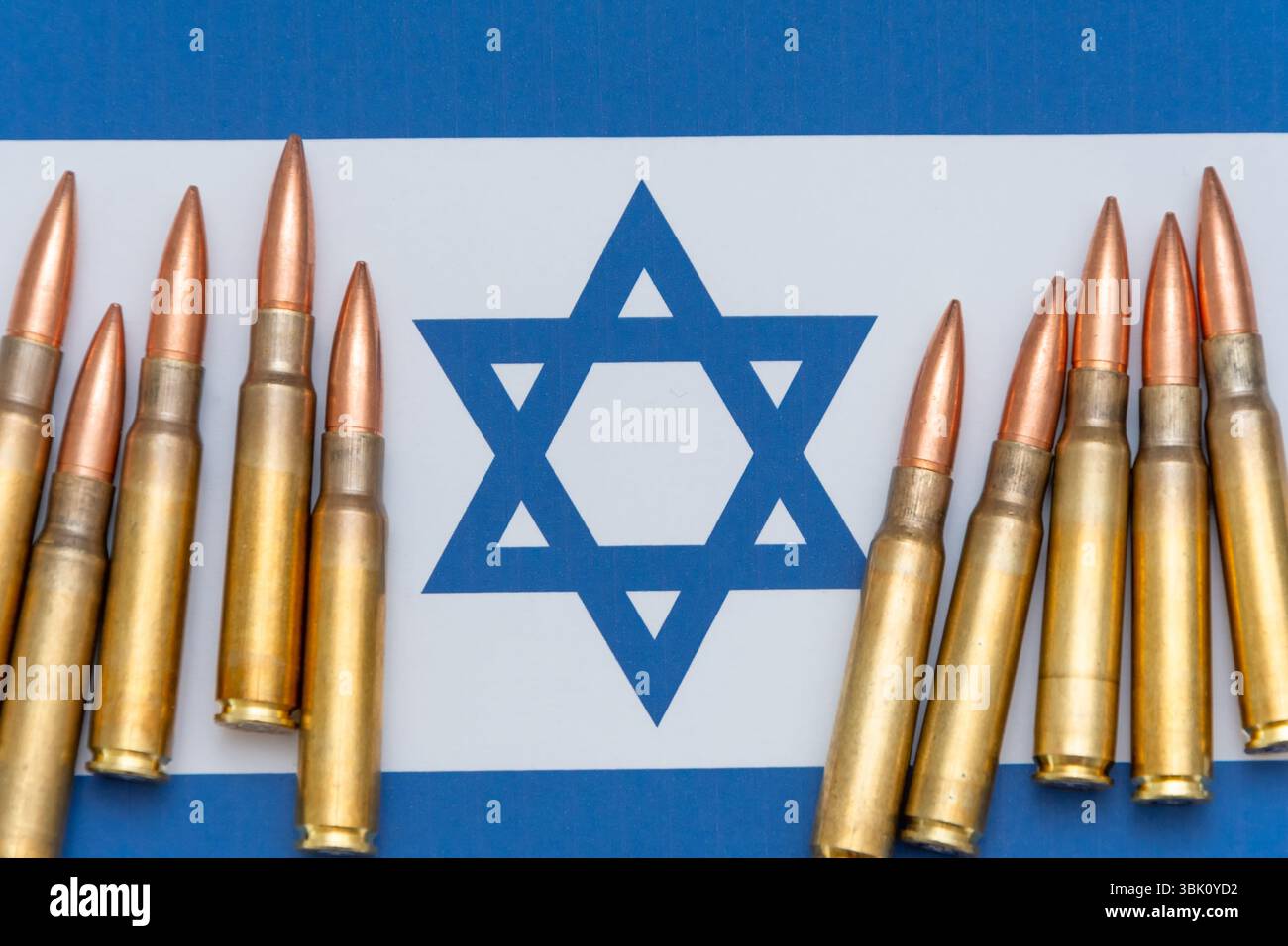 photo with ammunition and the Israeli national flag Stock Photo