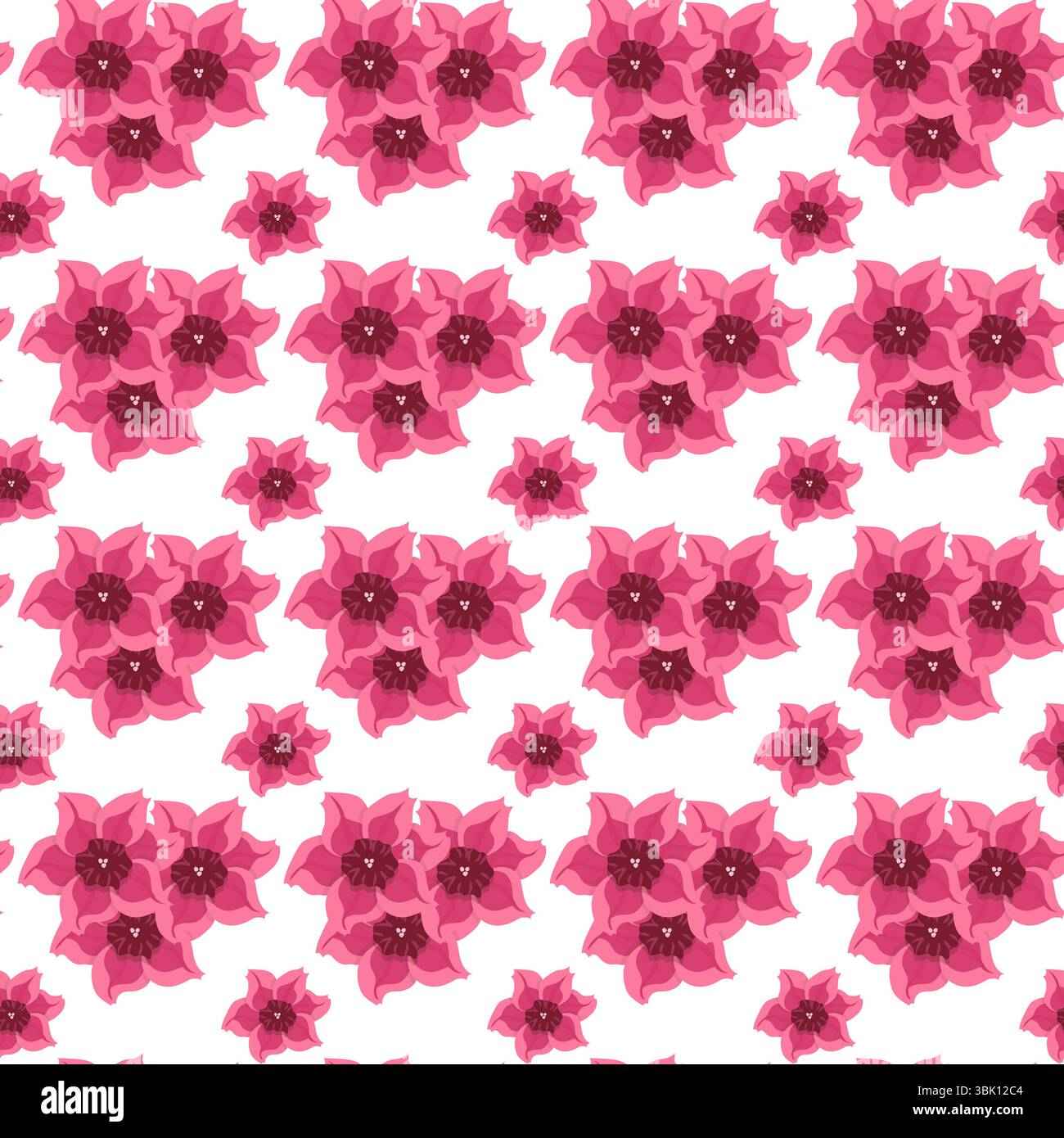 Simple flowers in flat style. Seamless pattern. Vector illustration. Stock Vector