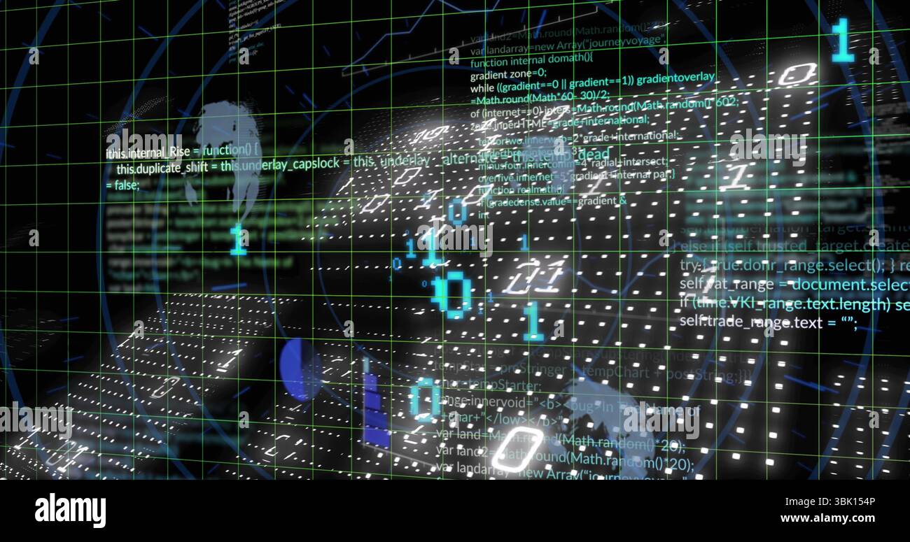 Rendering grid lines shifting in data matrix, with binary digits, code ...