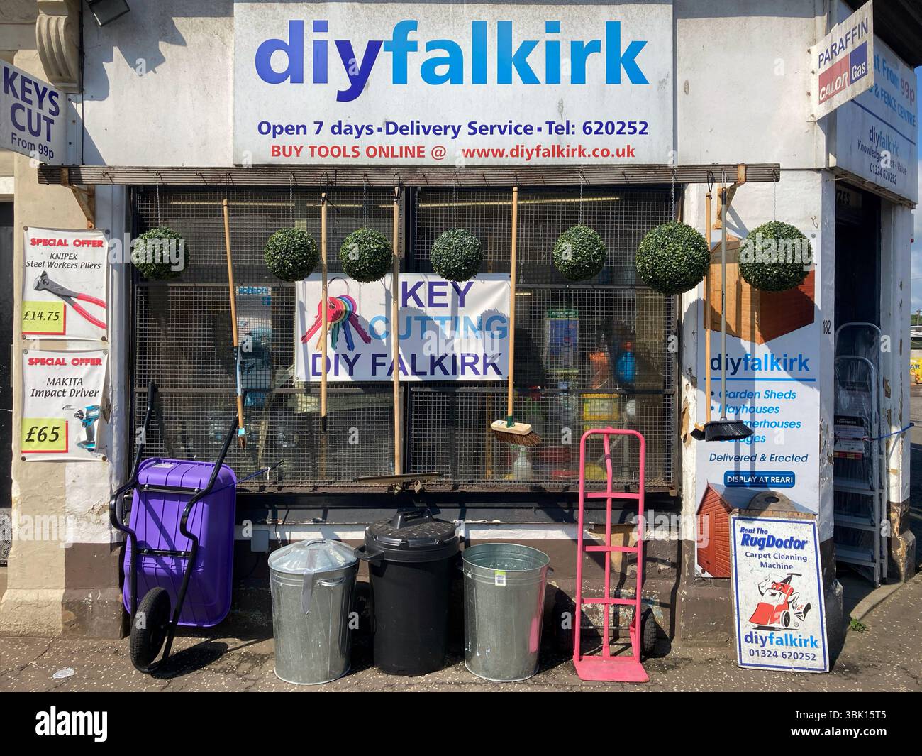 Local hardware store selling household items, Falkirk Scotland - Smartphone Captured Stock Image