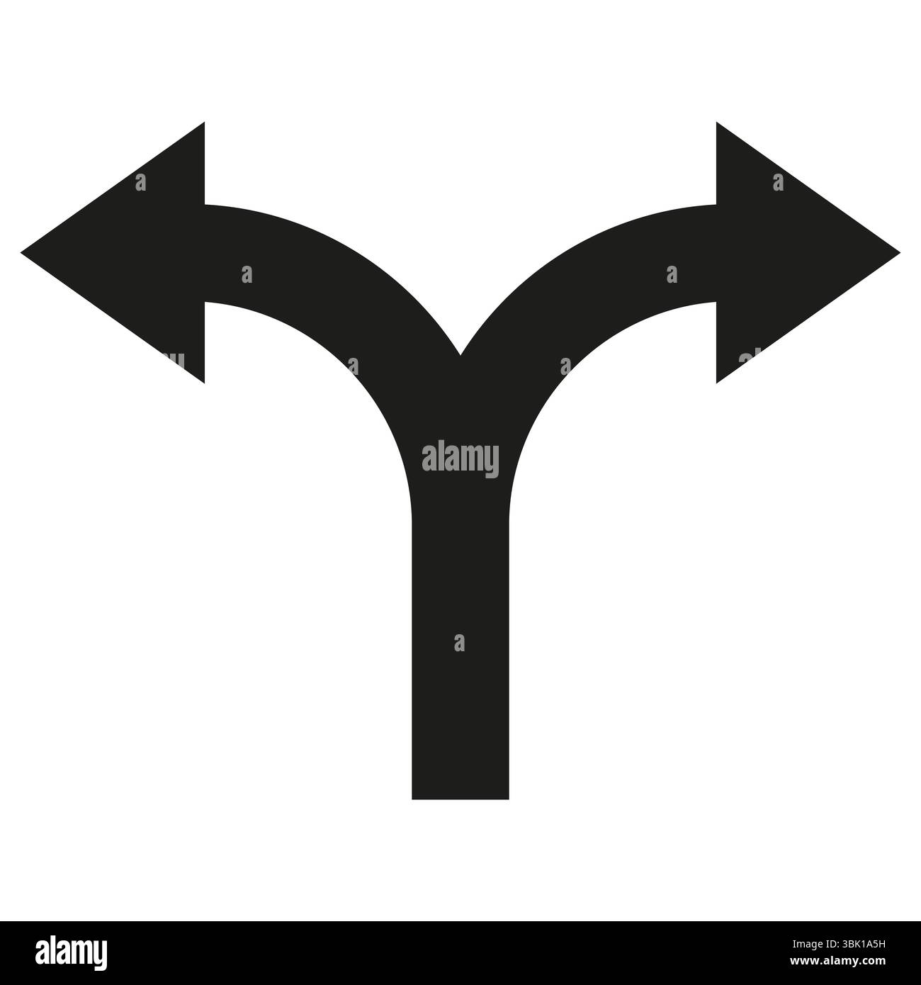 Split turn icon. Left right direction. Black arrow vector. Navigation ...
