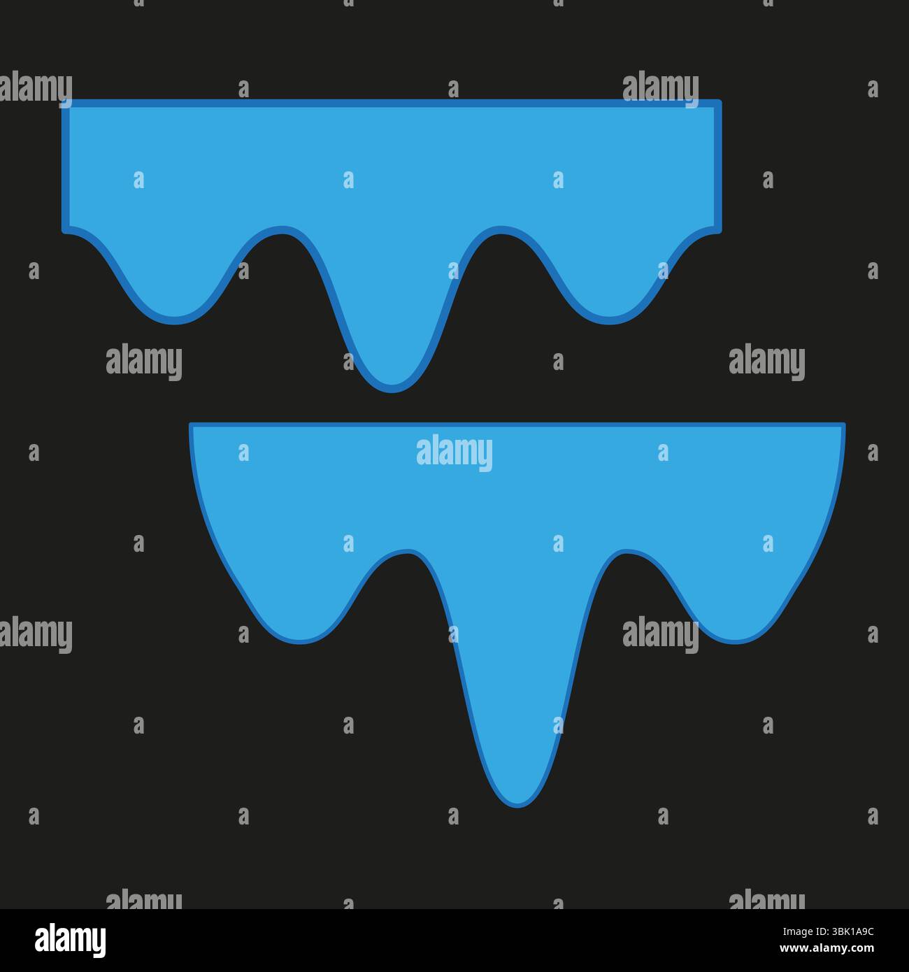 Wave chart vector. Abstract blue shape. Curved statistic form. Symmetrical data symbol. Stock Vector